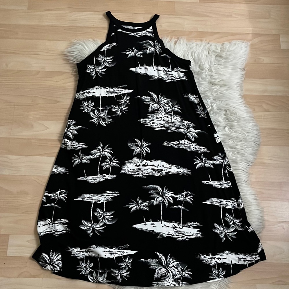 Old Navy Tropcial Print Black Sundress M Tall